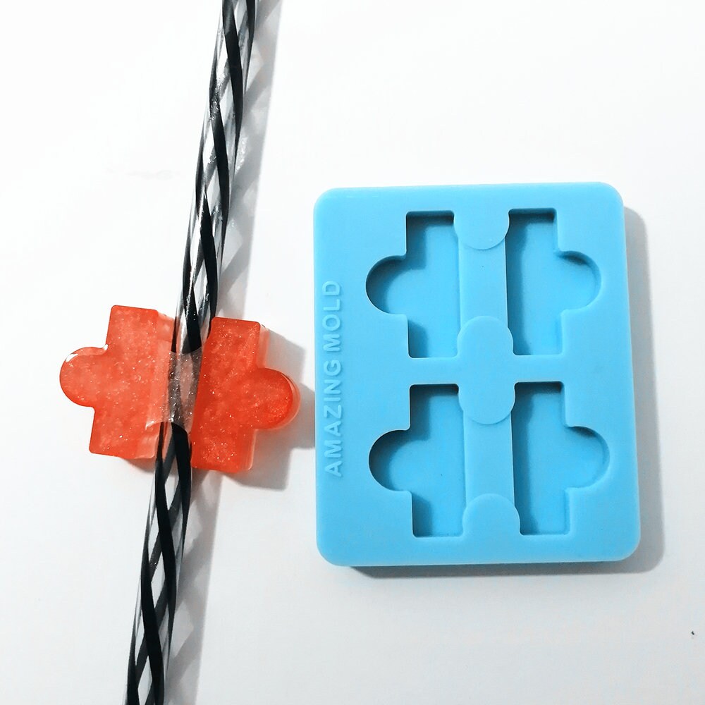 Puzzle Piece Silicone Straw Topper Mold For Straws – Amazing Mold