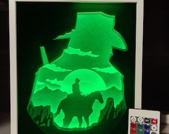 Redemption 2 shadow box | LED paper cut light box/light box | minimalist personalized gifts | handmade gift