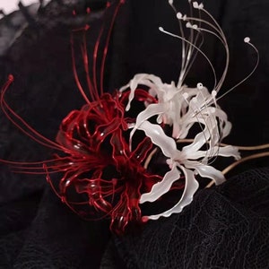 Handmade Japanese Kanzashi hairpin,Glass Resin,Lily Spider hairstick,anime accessories,for wedding, Hanfu Hair Accessoriess,cosplay