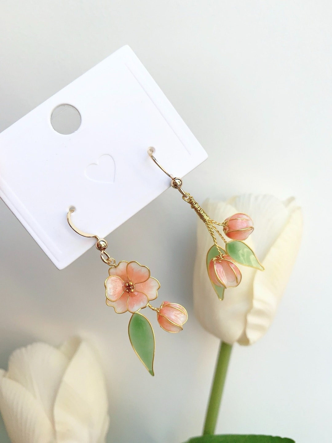 Handmade Cherry Flower Earrings,sakura Flower Earrings,blossom