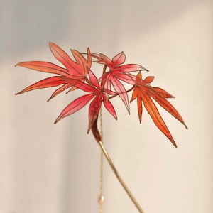 Handgefertigte Japanische Kanzashi Haarnadel, Ahornblätter Haarnadel, Braut Haarnadel, Anime Accessoires, Hanfu Haarschmuck, Für Hochzeit, Brautjungfer Geschenk