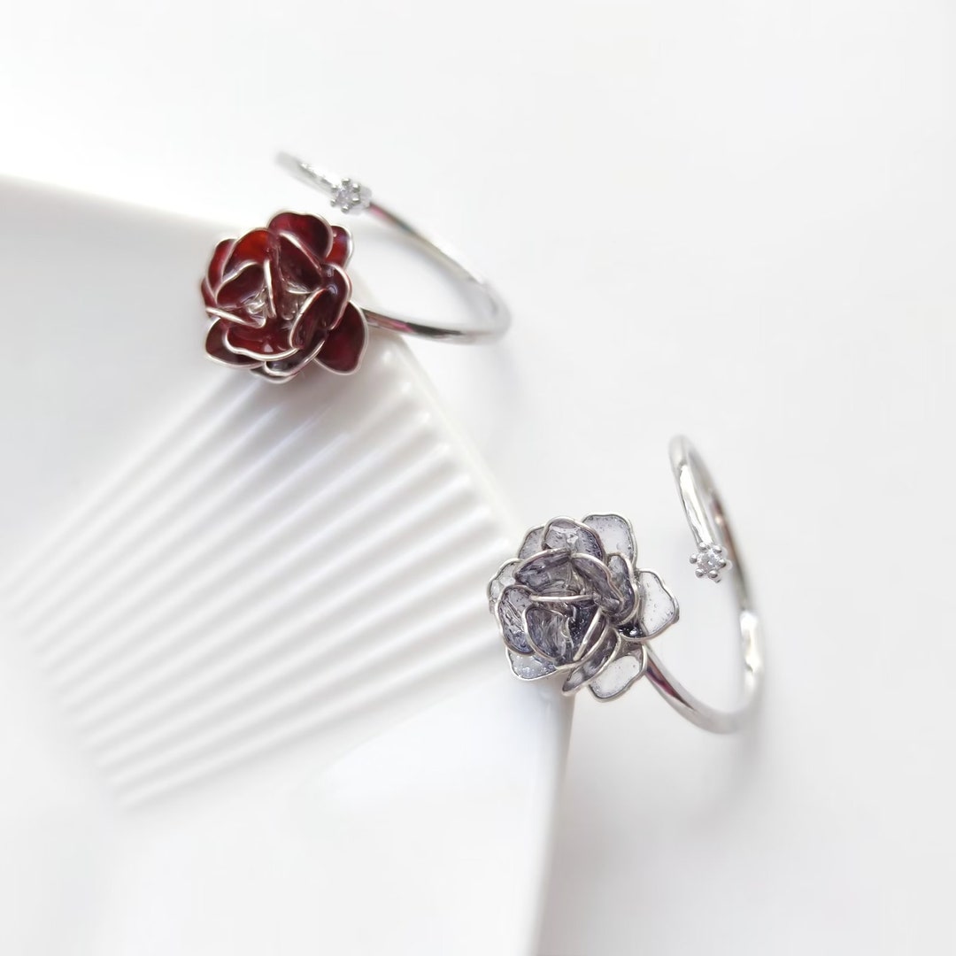 Handmade Colorful Rose Ring,fairy Ring,bridesmaid Gift,kanzashi Ring ...