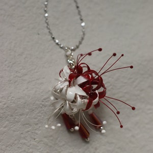 Handmade Japanese Kanzashi Necklace,Spider Lily Necklace,anime accessories,for wedding, Hanfu Hair Accessoriess,cosplay costume,resin art