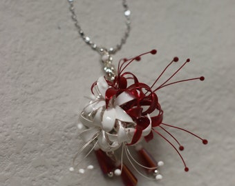 Handmade Japanese Kanzashi Necklace,Spider Lily Necklace,anime accessories,for wedding, Hanfu Hair Accessoriess,cosplay costume,resin art