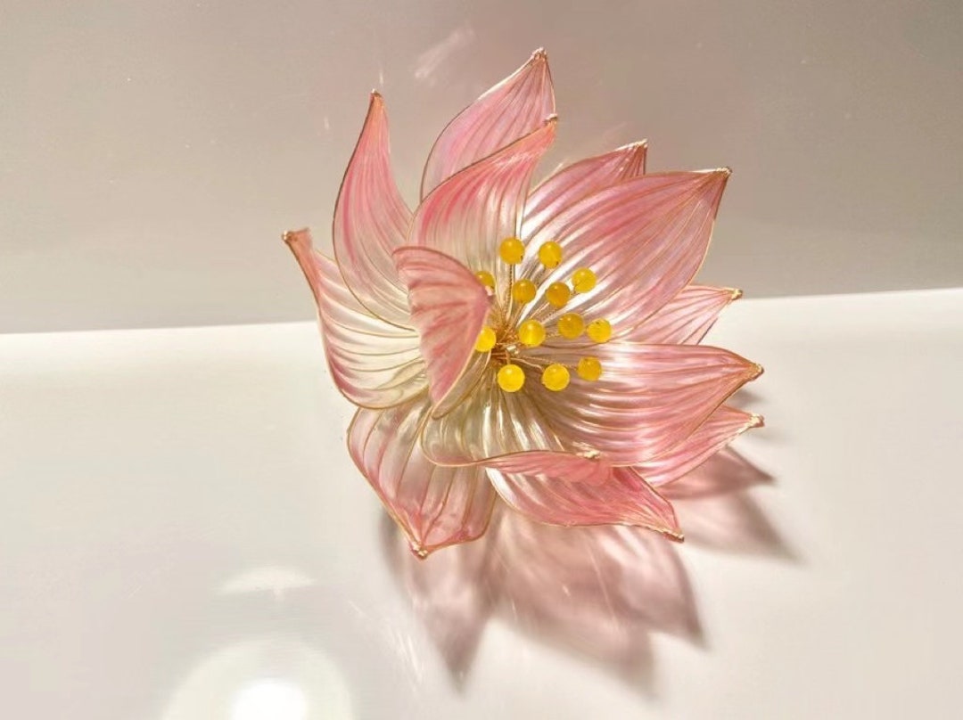 Handmade Hairpin,japanese Kanzashi Hairpin,glass Resin,lotus