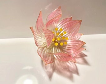 Handmade hairpin,Japanese Kanzashi hairpin,Glass Resin,lotus hairstick,anime accessories,for wedding,for her,Bridal Hanfu Hair Accessoriess