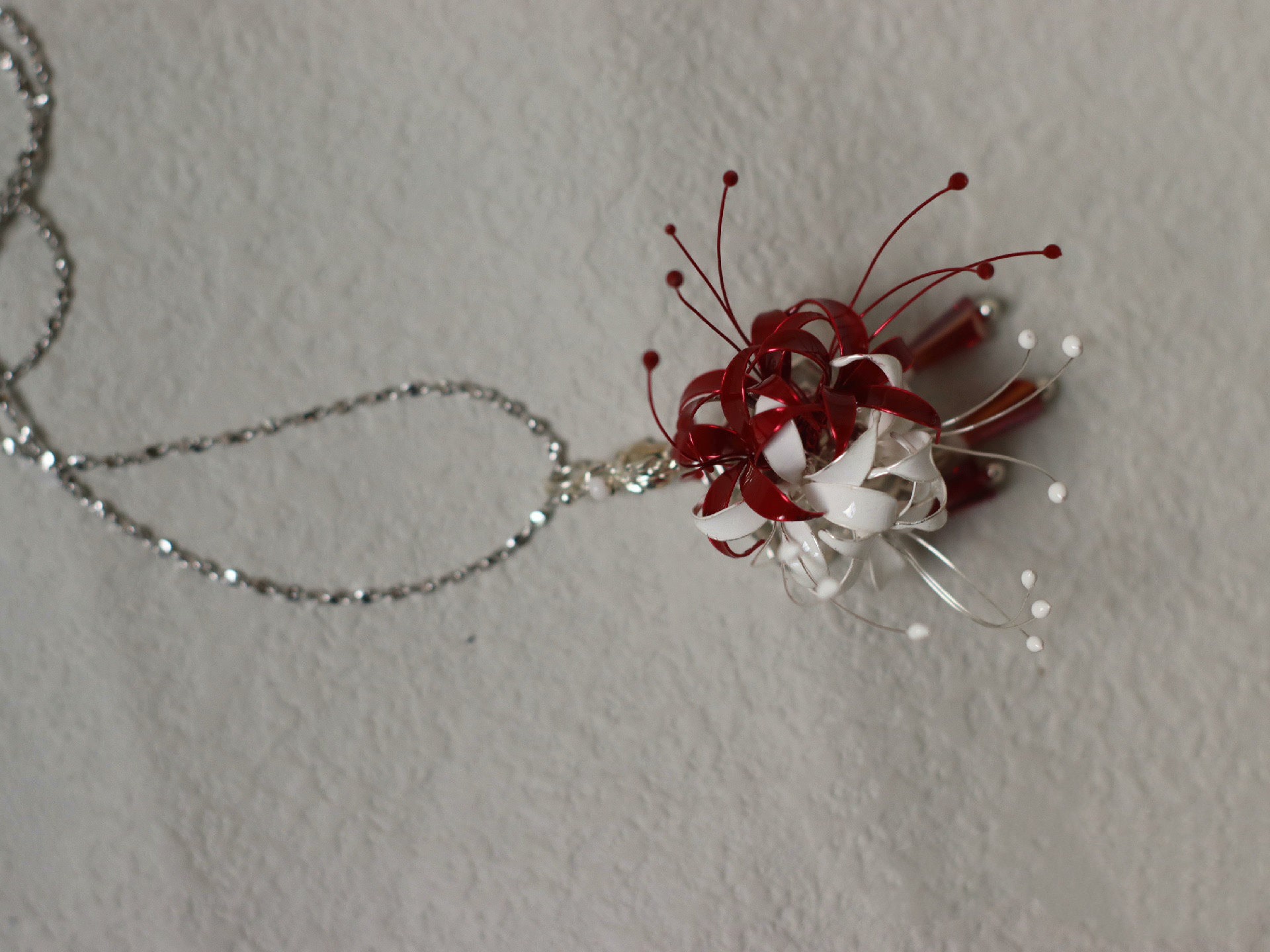 Handmade Japanese Kanzashi Necklace,spider Lily Necklace,anime