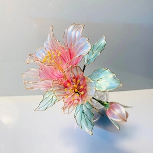 Handmade hairpin,Japanese Kanzashi hairpin,anime accessories,Peony hairstick,for wedding,for her,Bridal Hanfu Hair Accessoriess,resin art