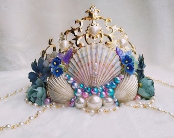 Mermaid Crown ,Costume Accessory,Seashell Headband,Mermaid Tiara,Handmade Tiara,Swimmable crown,cosplay,festival crown,halloween accessories