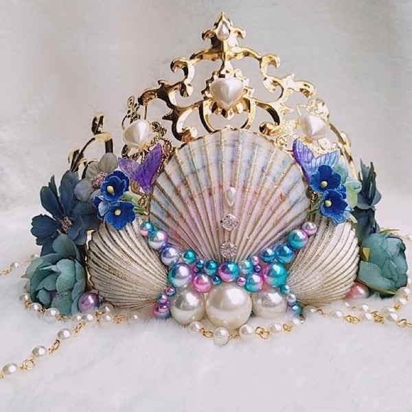 Couronne de sirène, accessoire de déguisement, bandeau coquillage, diadème de sirène, diadème fait main, couronne de baignade, cosplay, couronne de festival, accessoires d'halloween