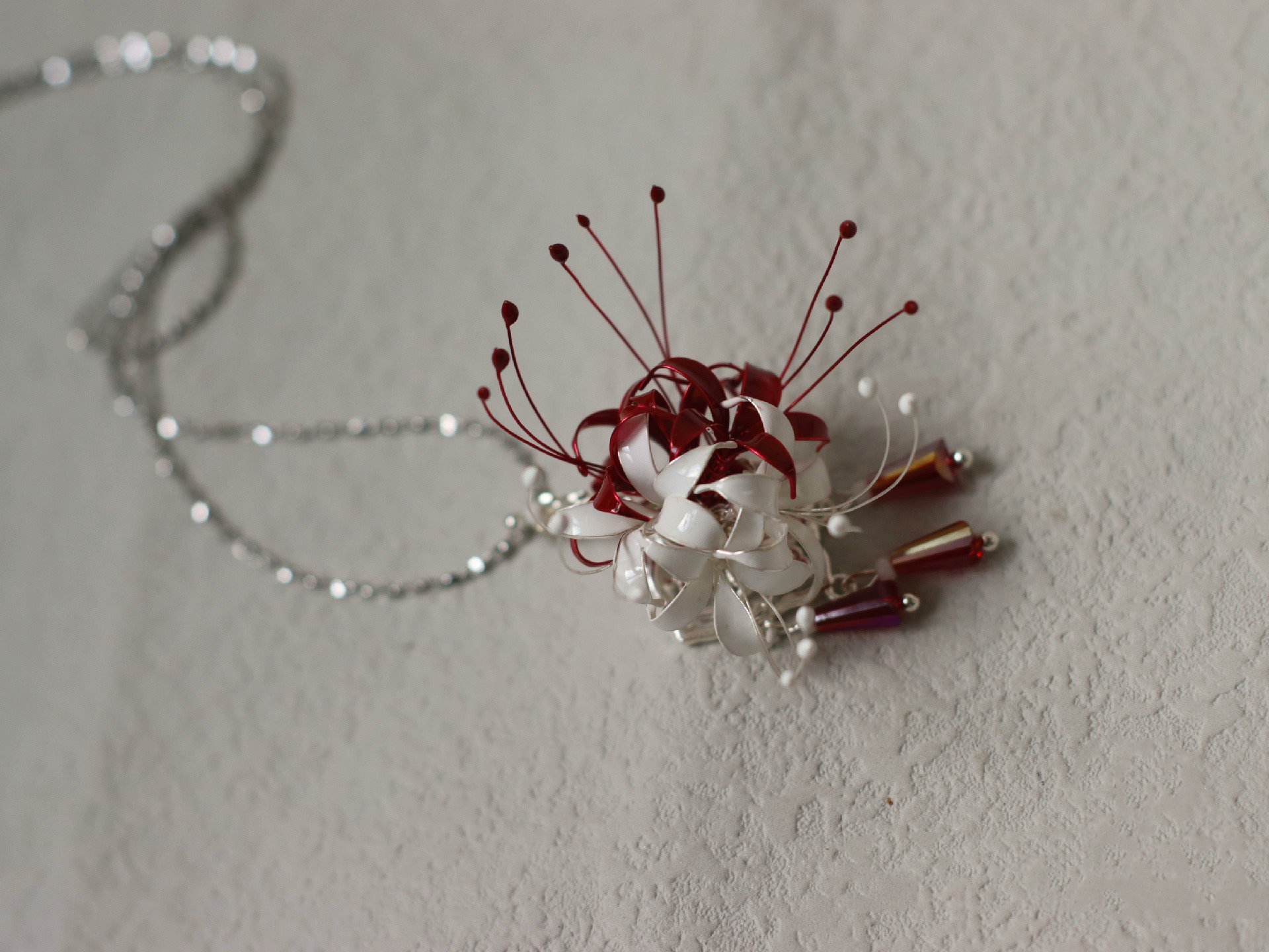 Handmade Japanese Kanzashi Necklace,spider Lily Necklace,anime