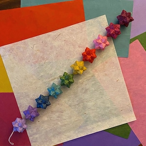 Handmade Rainbow Modular Origami Kusudama Chain