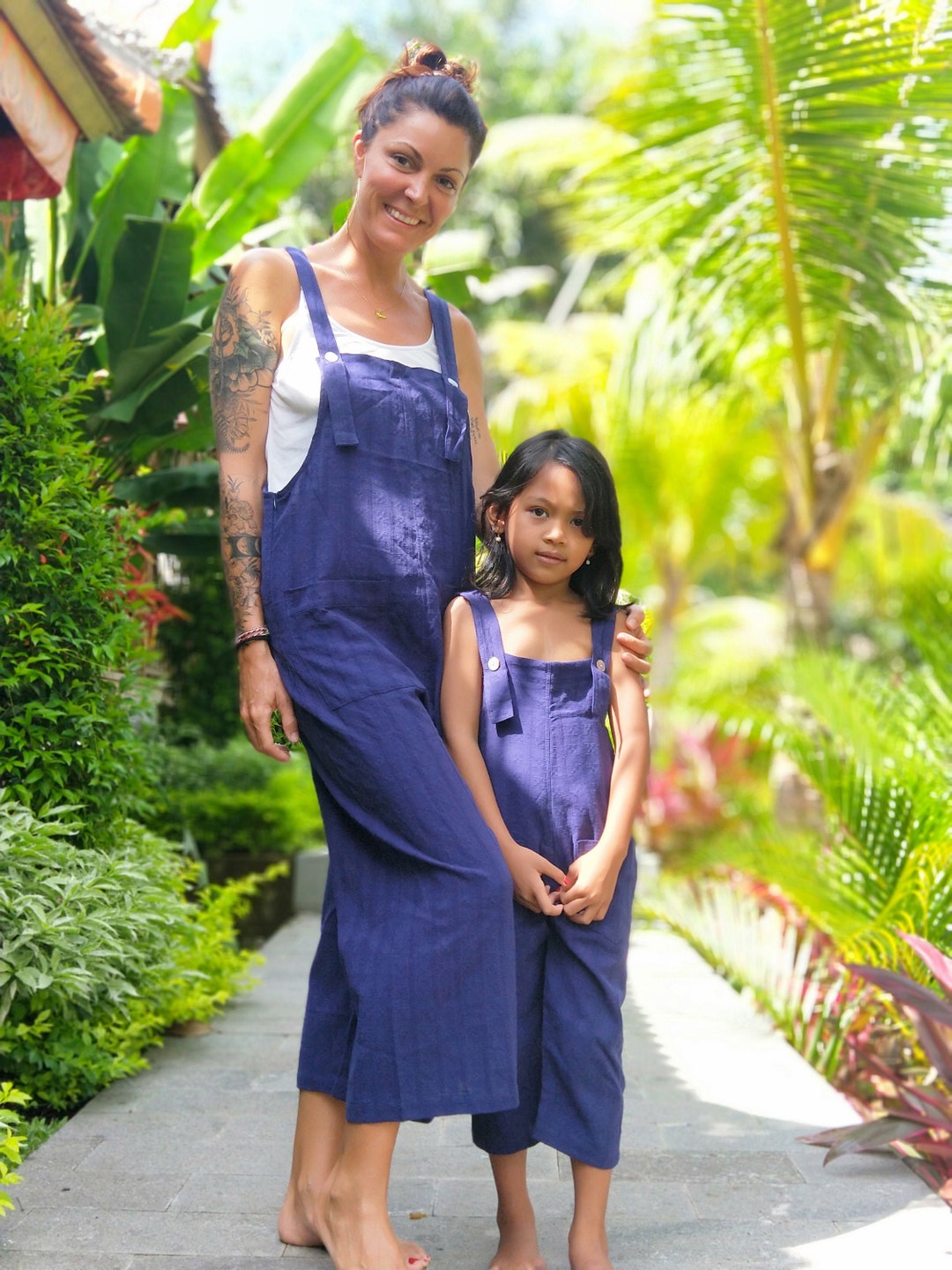Mommy and Me Matching Outfit, Mother Daughter Cotton Overalls, Mom Son ...