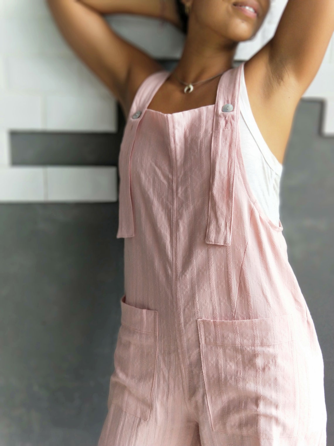 Dusty Pink Cotton Overalls Casual Overalls Women's Etsy