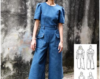 Queenie PDF Sewing Pattern | Size 1-9 | Jumpsuit romper