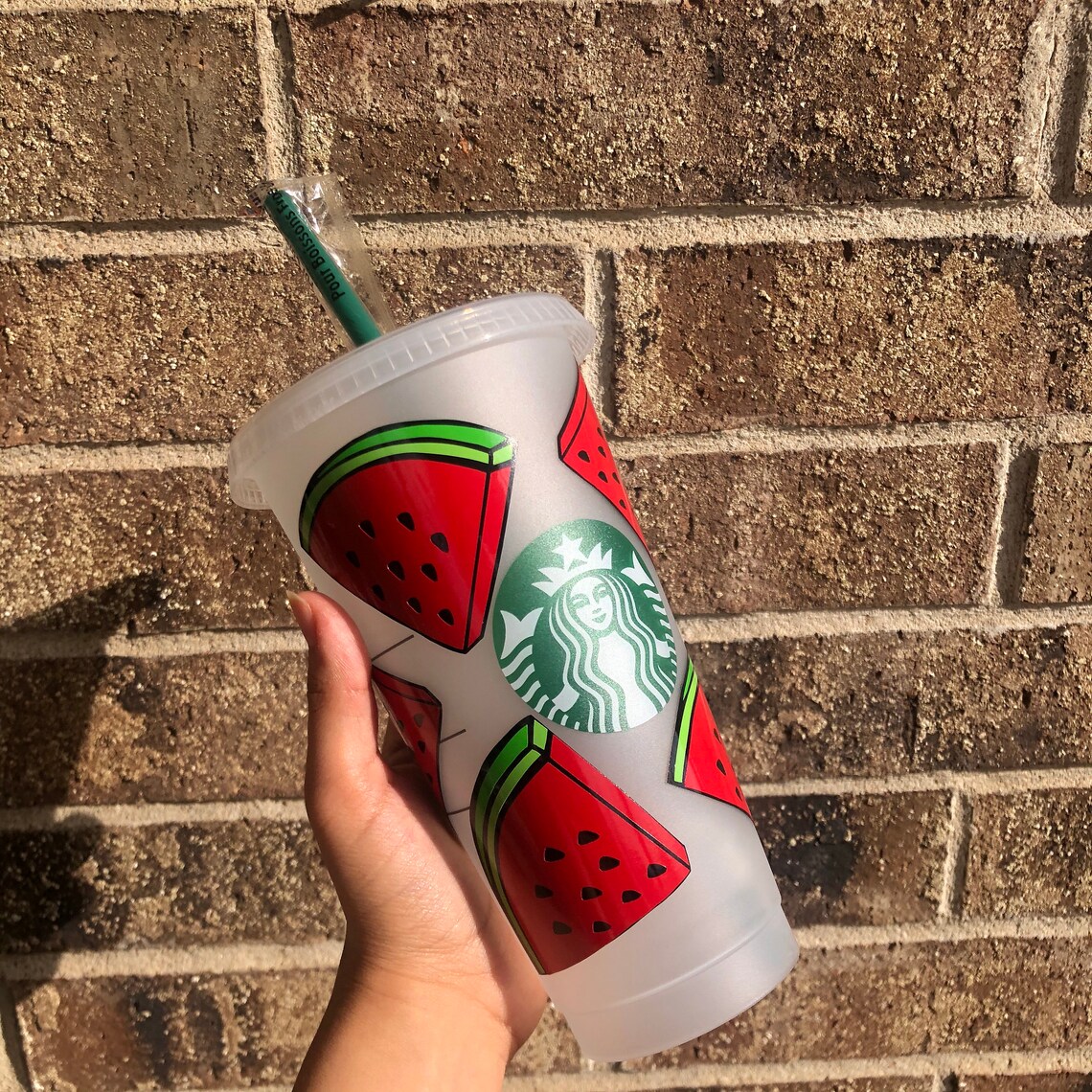 Custom watermelon starbucks cup Etsy