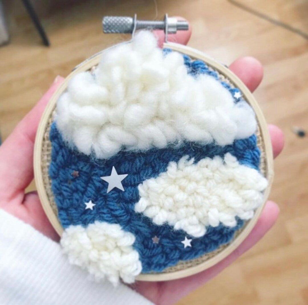 Cloudy Night Sky Punch Needle Wall Decor - Etsy