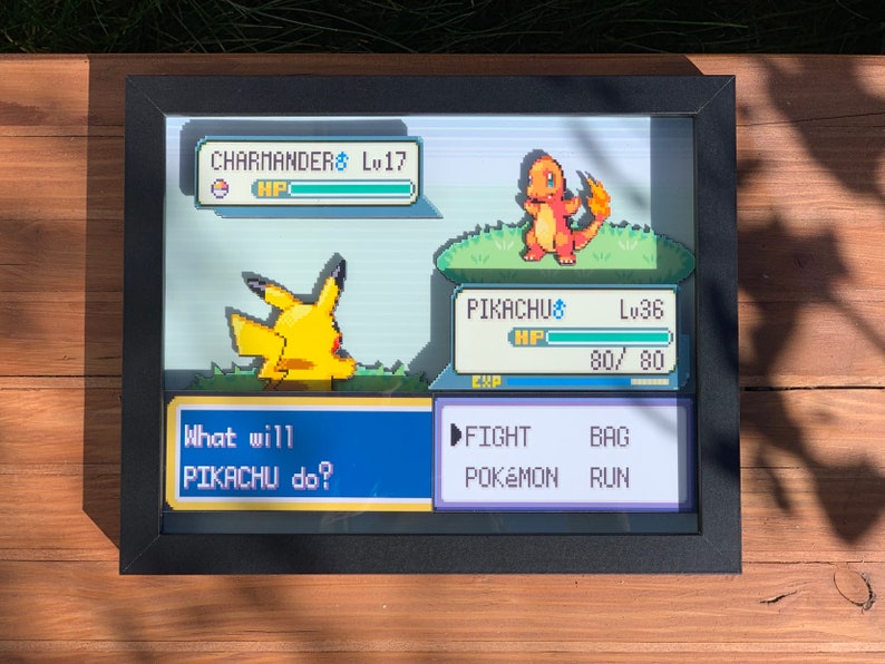 Pokemon Pikachucharmander Shadow Box