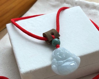 100% genuine jade necklace for men & women / real jade Buddha /  black rope / red rope /genuine leather