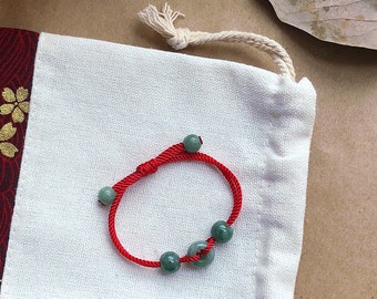 Free Shipping Real Jade Bracelets for Babies Adjustable Green Jade Beads Red String Etsy