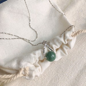 10mm necklace for women personalize gift for her mom green jewelry bead  birthstone pendant 40cm 925 silver chain