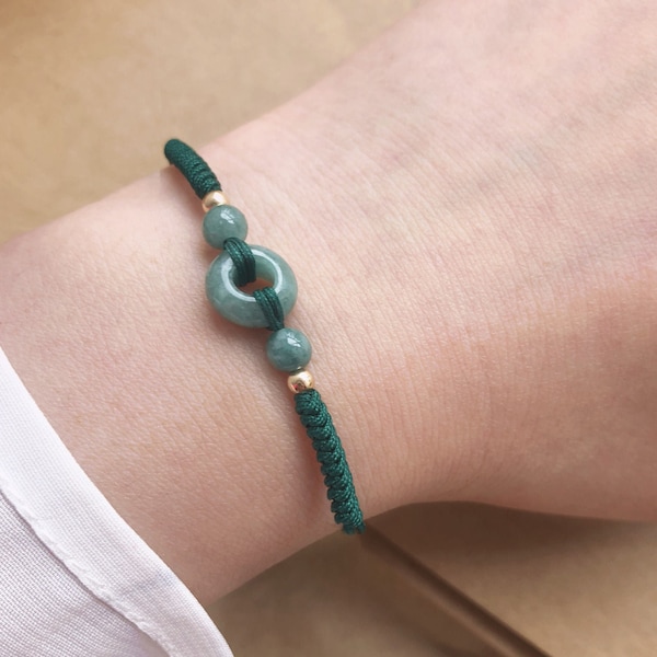 Pulsera de oro y jade verde de 14 quilates, regalo de joyería de jade natural para el día de la madre, regalo de su hija