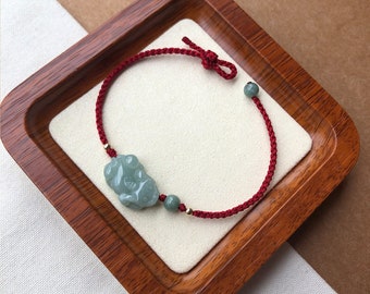 natural white & green jade Pi Yao bracelet for women gift for mother day gift from daughter red string jewelry jade bead Pi Xiu