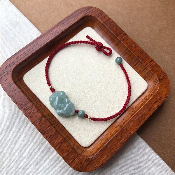 natural white & green jade Pi Yao bracelet for women gift for mother day gift from daughter red string jewelry jade bead Pi Xiu