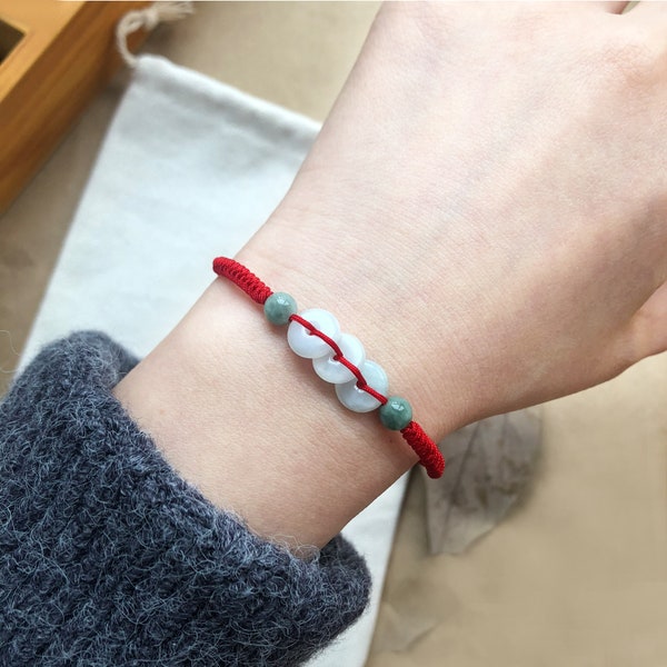 red string adjustable best friends personalized gift for her mom lucky jadeite gemstone women green jade bracelet black genuine jade beads