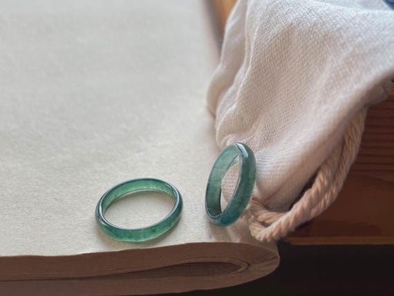 valentine's day gifts jade ring for women Circle blue jadeite Rings, Round Smooth Natural jade stone, band ring men woman ring