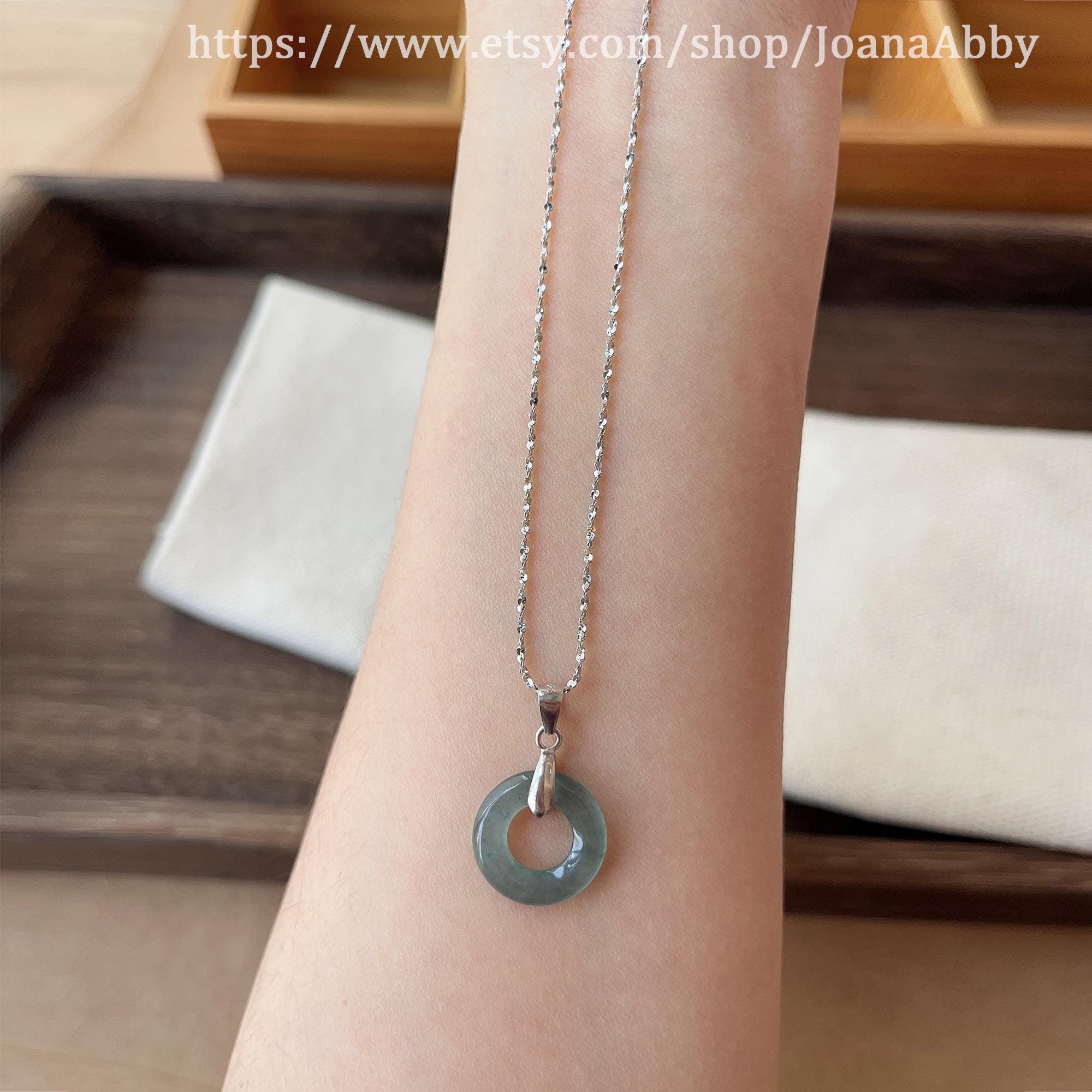 Collier Pendentif Jade Indienne Naturelle 210 Carats - Argent Massif 925 - Réglable - Neuf