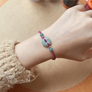 handmade pinkish purple rope natural jade bracelet for women valentine&#39;s day gifts  for her jadeite