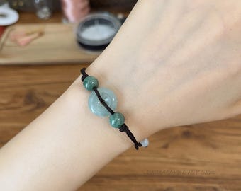 valentine's day gifts for her green jade bracelet natural jade women bangle red & black string  personalized gift for mom