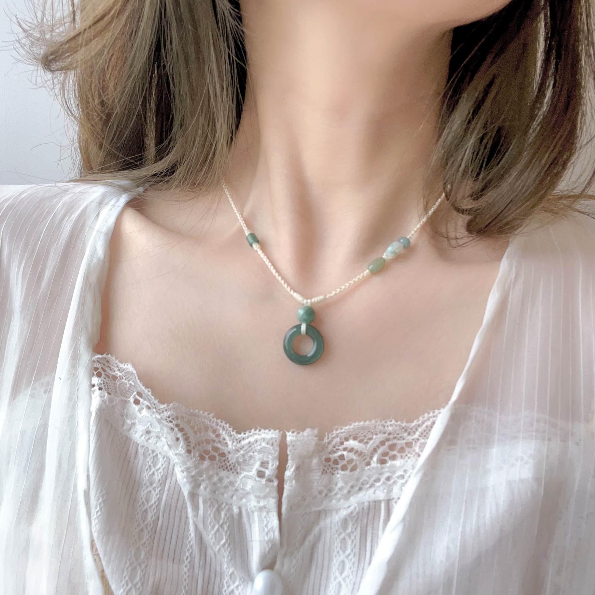natural jade necklace for women mother day gift for her jadeite donut pendant jewelry christmas gifts for her