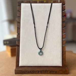 100% natural blue jade necklaces for women good luck gift for her adjustable brown rope genuine jade donut valentine&#39;s day gift