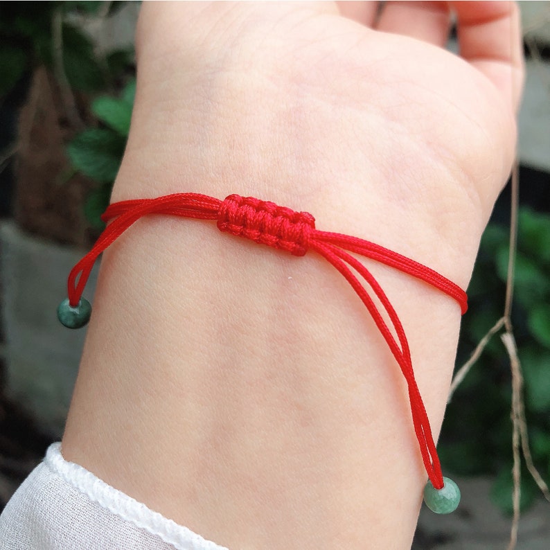 red string adjustable best friends personalized gift for her mom lucky jadeite gemstone women green jade bracelet black genuine jade beads