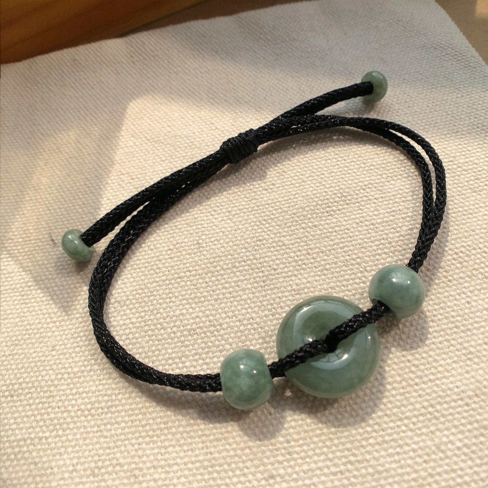 100% Real Jade Bracelet for Men Black Rope Genuine Jade Beads - Etsy