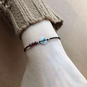 Jade & Garnet Bracelet, Delicate Cord Jewelry