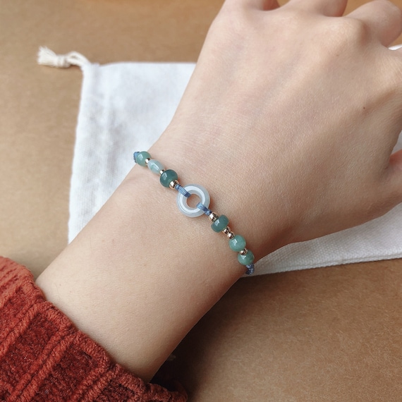 Jade Bracelet Real Natural Green Jade Stone Beads Jewelry for