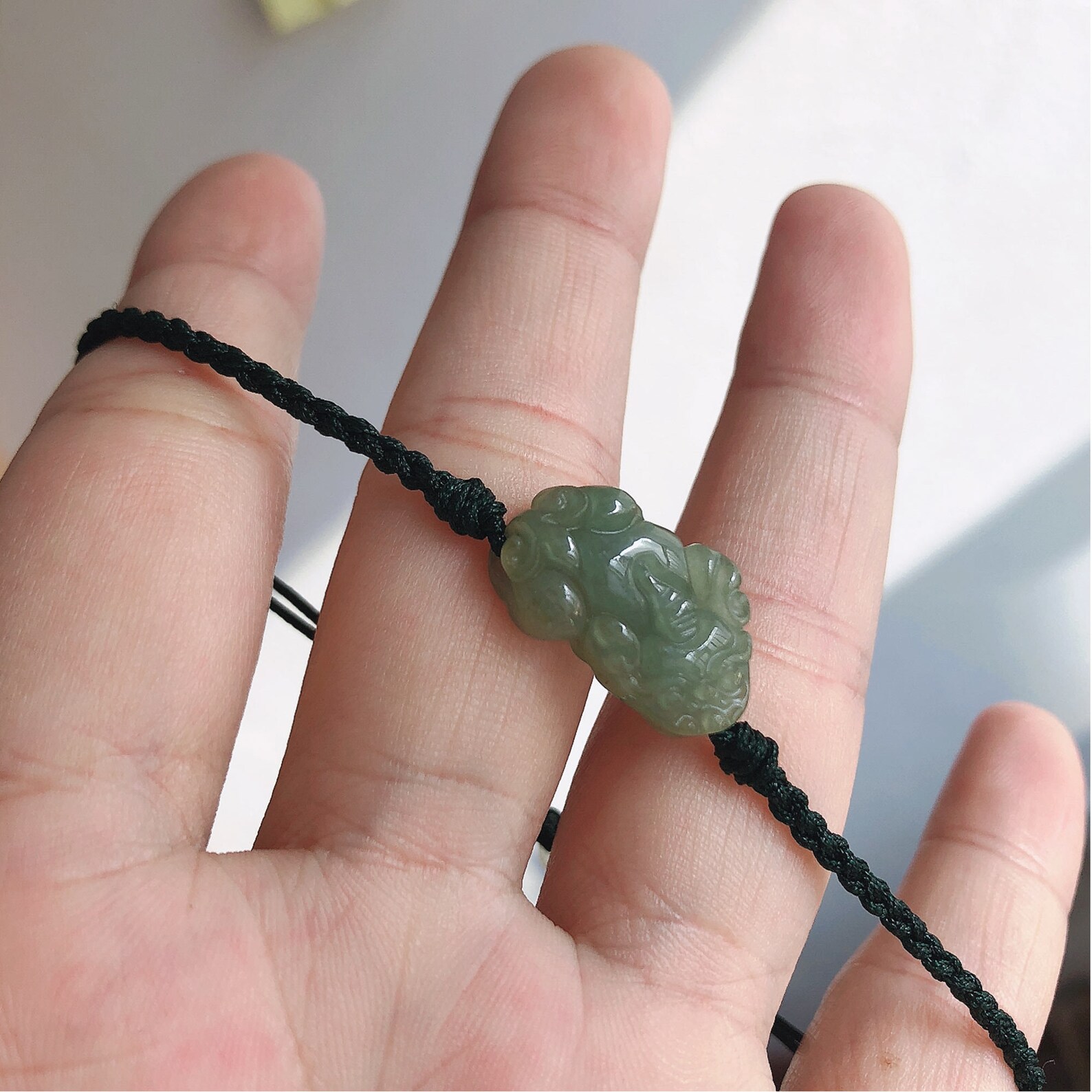 Handmade natural green jade bracelet women vintage red string | Etsy