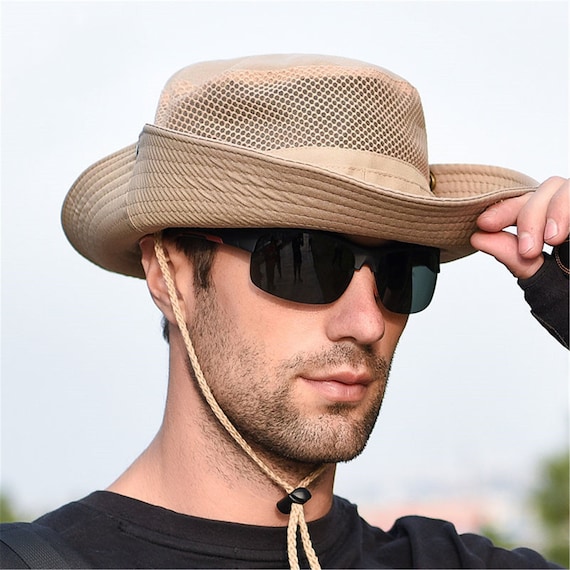 New] Men Cap Summer Mesh Breathable Retro Cotton Bucket Hat Panama