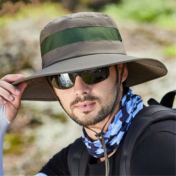 Straw Hat Round Gifts Camouflage Breathable Wide Brim Boonie Hat Outdoor Mesh Cap for Travel Fishing Bucket Hat with Water Hat Men, Men's, Size: One