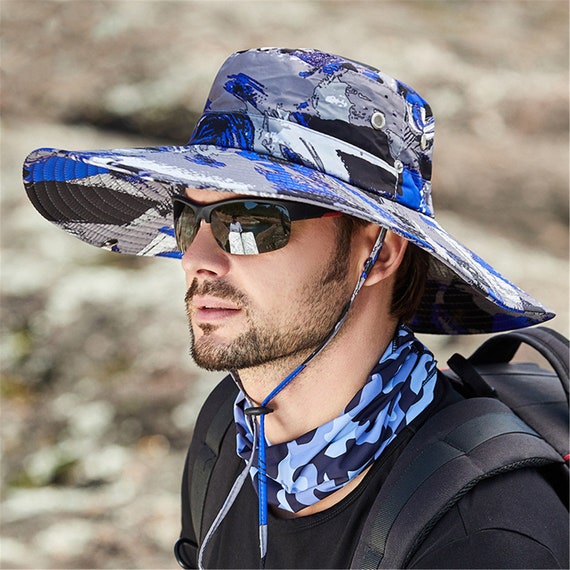 New Fashion Summer Bucket Hat Cowboy Men Outdoor Fishing Hiking Beach Hats  Mesh Breathable Anti UV Sun Cap Large Wide Brim