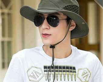 Boonie Bucket Hat Cap Fishing Hunting Safari Summer Military Men Sun Hats Outdoor  Wide Brim Anti-UV beach Caps Women Summer Mesh Hat