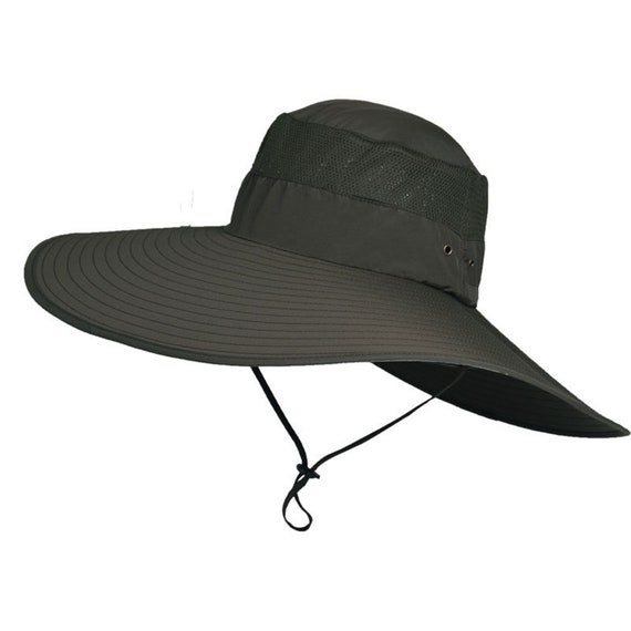 Men's Summer Hat Outdoor Sun Screen Camouflage Hiking Hats Cycling Fishing Cap Big Brim Fisherman Hat UV Protection Waterproof Mesh Sun Hat