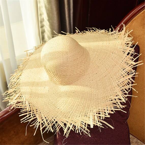 Women's Sun Hat Straw Hat With Raw Edge 