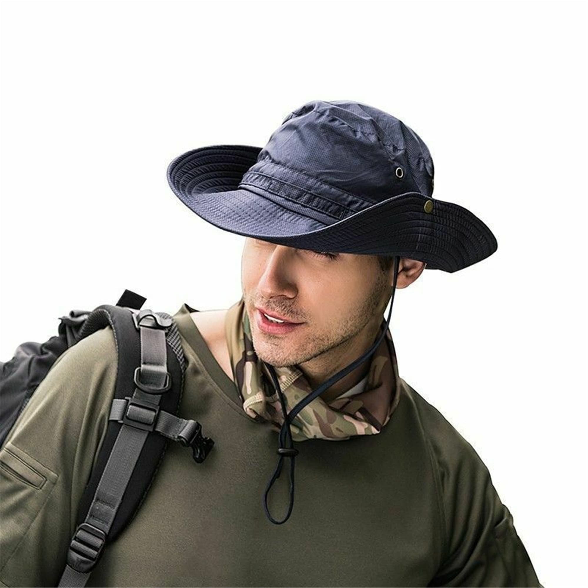 Sombrero de cubo para hombre Boonie Caza Pesca Gorra al aire libre Ala ancha  Militar Unisex Sombreros para el sol Gran ala ancha Protección UV Gorra  impermeable para el sol 