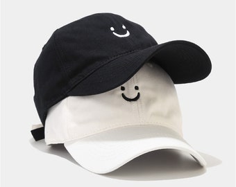 Smiley Baseball Hat, Embroidered Dad Cap • Love Valentines Romance Couple • Unstructured Six Panel • Adjustable Strap Back