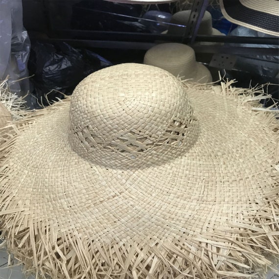 High Quality | Adjustable Large Straw Sun Hat | Large Frayed Straw Hat for Beach | Honeymoon Hat | Floppy Sun Hat | Gift for Her