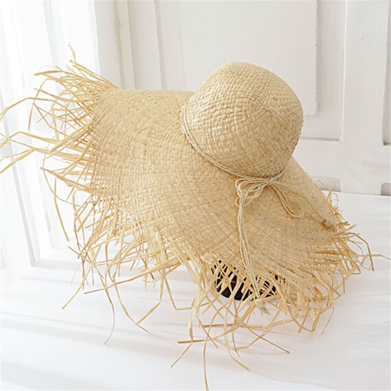 High Quality Adjustable Large Straw Sun Hat Large Frayed Straw Hat for Beach  Honeymoon Hat Floppy Sun Hat Gift for Her 